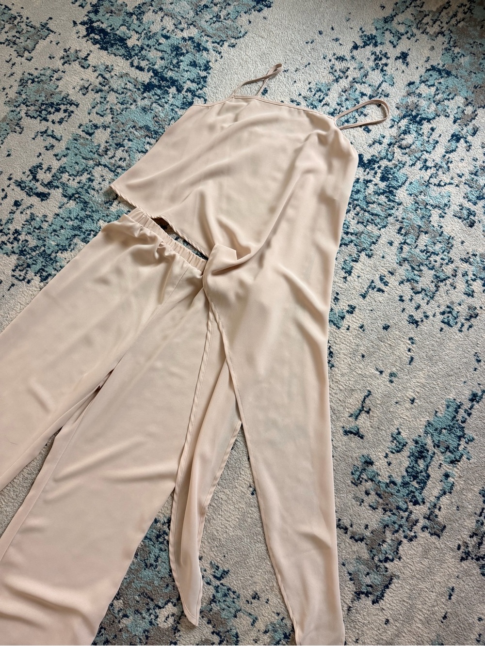 SHEIN Cream Wide-Leg Pants and One-Shoulder Top Set - Picture 4 of 8